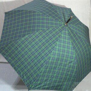 50" Auto Open Classic Italian Wood Stick Umbrella Blackwatch